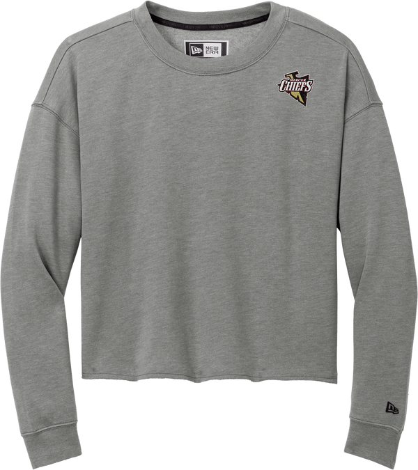 Mercer Chiefs New Era Ladies Tri-Blend Fleece Crop Crew