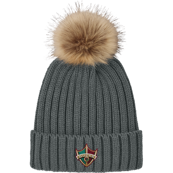 Delaware Ducks Faux Fur Pom Beanie