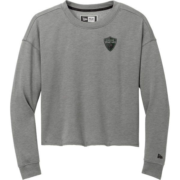 Lansing Spartans New Era Ladies Tri-Blend Fleece Crop Crew