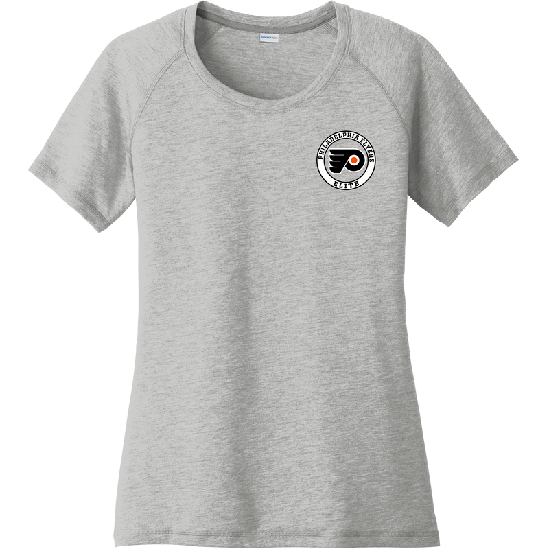 Philadelphia Flyers Elite Ladies PosiCharge Tri-Blend Wicking Scoop Neck Raglan Tee