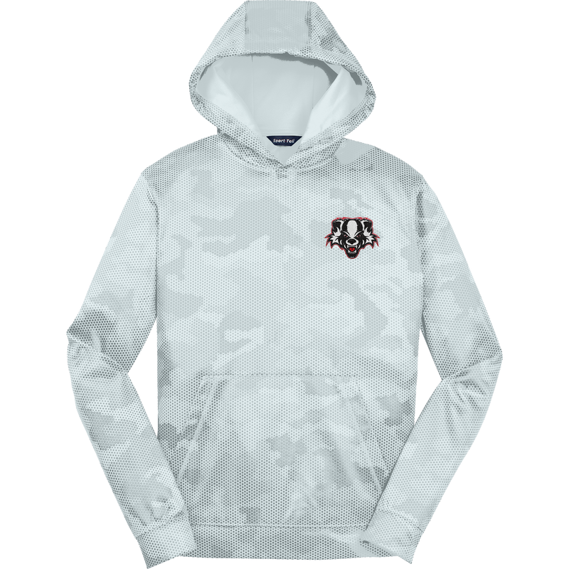 Scary Badgers Youth Sport-Wick CamoHex Fleece Hooded Pullover